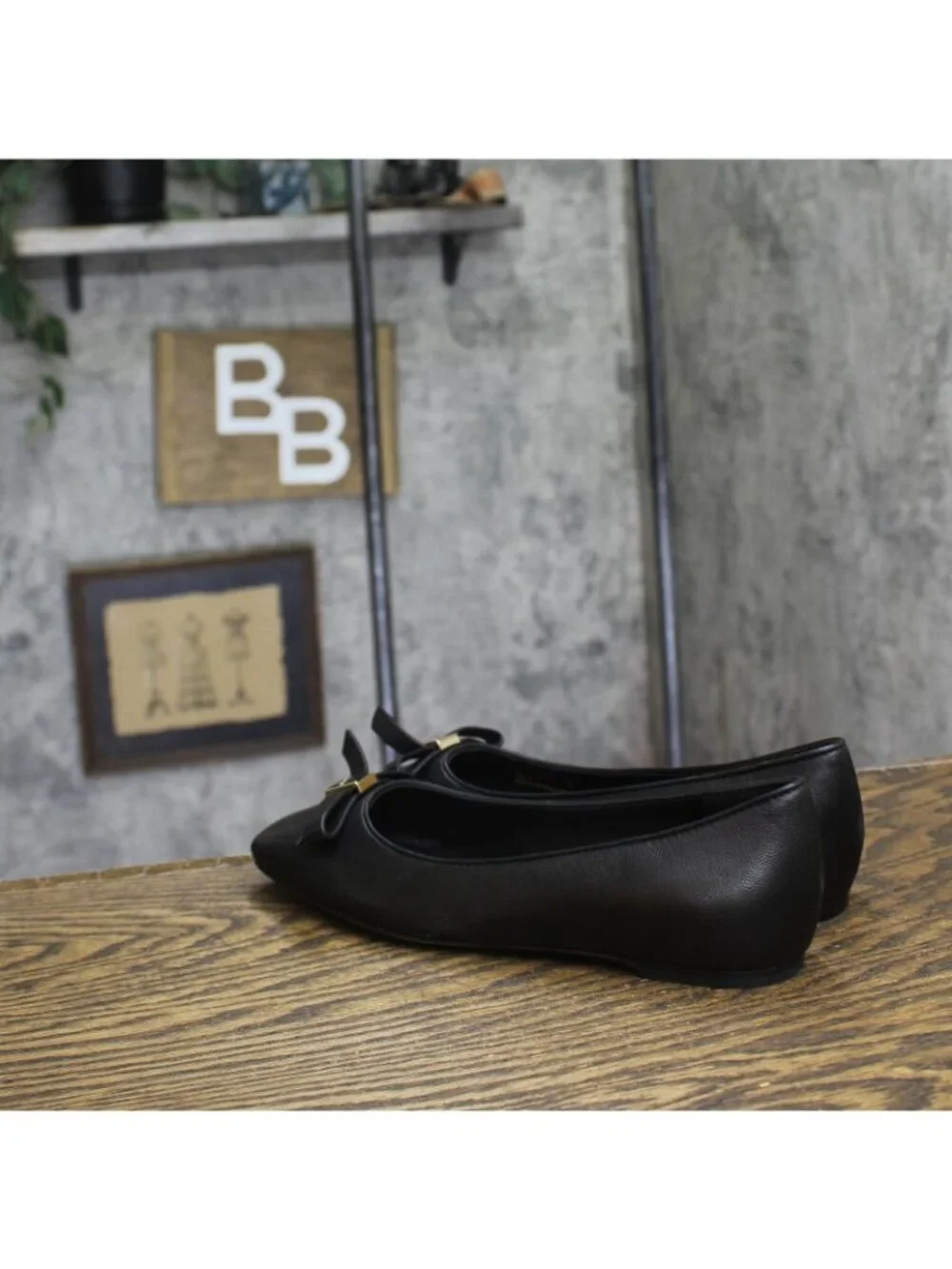 Kate Spade New York Womens Deco Bow Smooth Leather Ballet Flats KM817 Black 7B